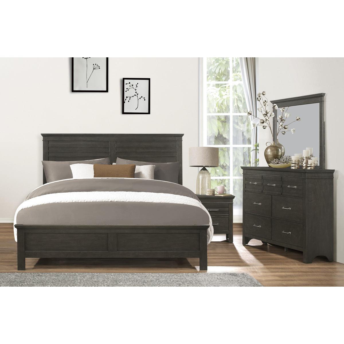 Blaire Farm Charcoal Gray Modern Traditional Okume Veneer, Wood And Engineered Wood Full Bed - Ella Furniture