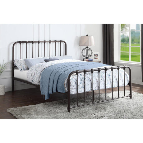Bethany Dark Bronze Finish Modern Traditional With Youth Queen Platform Bed With Metal Frame - Ella Furniture