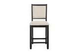 Asher Beige Dark Wood Plush Cushions Fabric Upholstered Seat Round Counter Height Dining Room Set - Ella Furniture