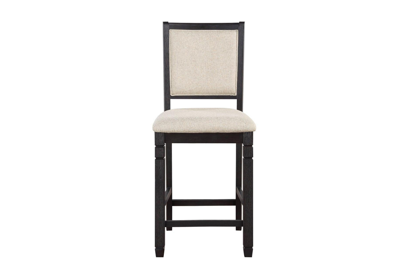 Asher Beige Dark Wood Plush Cushions Fabric Upholstered Seat Round Counter Height Dining Room Set - Ella Furniture