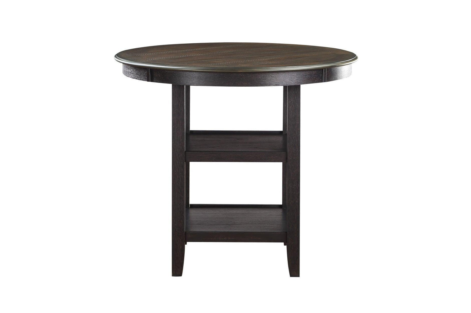 Asher Beige Dark Wood Plush Cushions Fabric Upholstered Seat Round Counter Height Dining Room Set - Ella Furniture