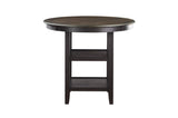 Asher Beige Dark Wood Plush Cushions Fabric Upholstered Seat Round Counter Height Dining Room Set - Ella Furniture