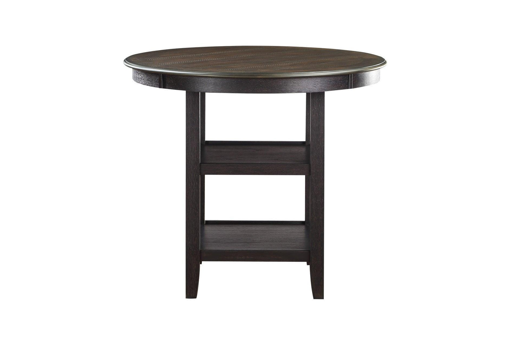 Asher Beige Dark Wood Plush Cushions Fabric Upholstered Seat Round Counter Height Dining Room Set - Ella Furniture