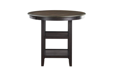 Asher Beige Dark Wood Plush Cushions Fabric Upholstered Seat Round Counter Height Dining Room Set - Ella Furniture