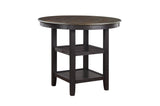 Asher Beige Dark Wood Plush Cushions Fabric Upholstered Seat Round Counter Height Dining Room Set - Ella Furniture