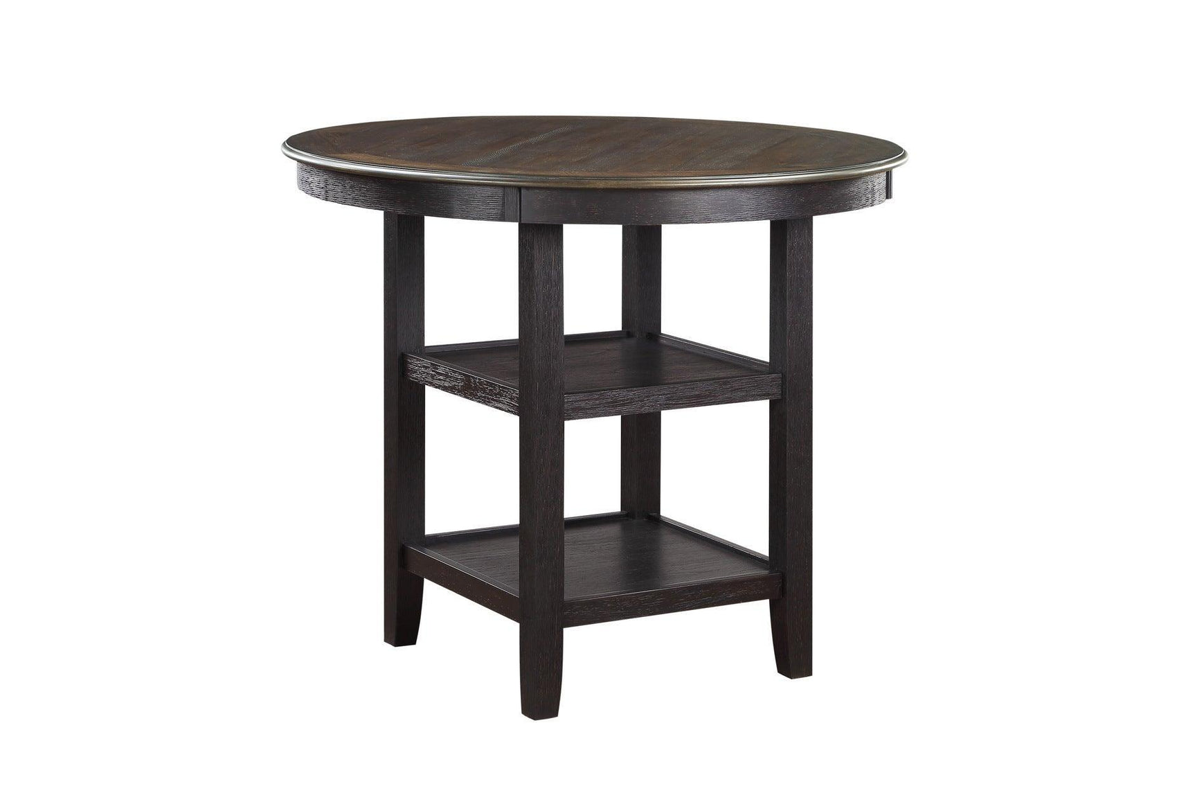 Asher Beige Dark Wood Plush Cushions Fabric Upholstered Seat Round Counter Height Dining Room Set - Ella Furniture