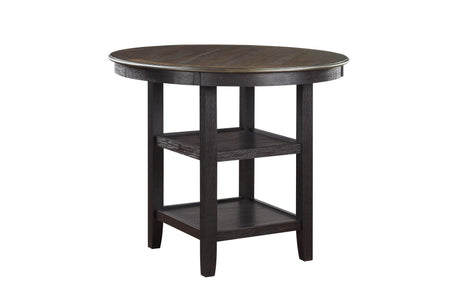 Asher Beige Dark Wood Plush Cushions Fabric Upholstered Seat Round Counter Height Dining Room Set - Ella Furniture