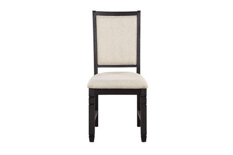 Asher Beige Dark Wood, Acacia Veneer Plush Cushions Fabric Upholstered Seat Round Dining Room Set - Ella Furniture