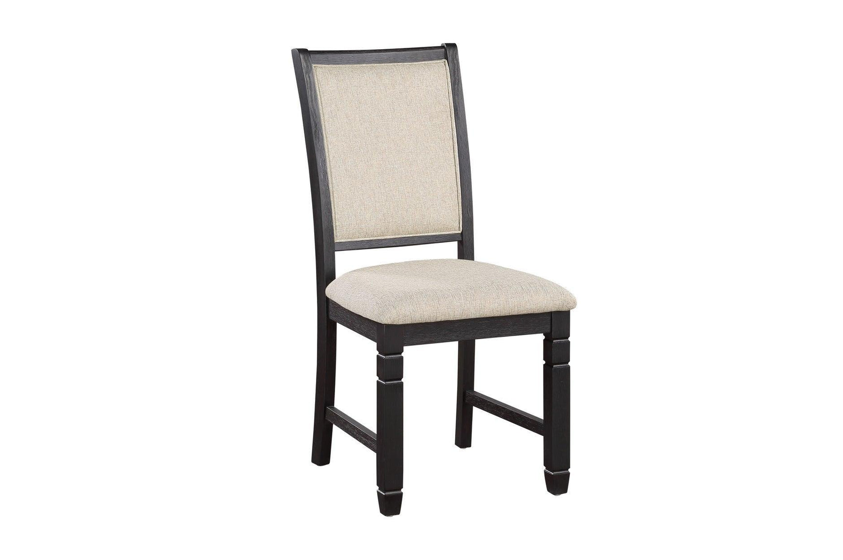 Asher Beige Dark Wood, Acacia Veneer Plush Cushions Fabric Upholstered Seat Round Dining Room Set - Ella Furniture