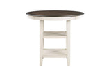 Asher Antique White, Light Brown Wood Fabric Upholstered Round Counter Height Dining Room Set - Ella Furniture