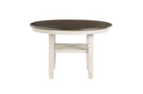 Asher Antique White, Light Brown Solid Wood Fabric Upholstered Seat Round Dining Room Set - Ella Furniture