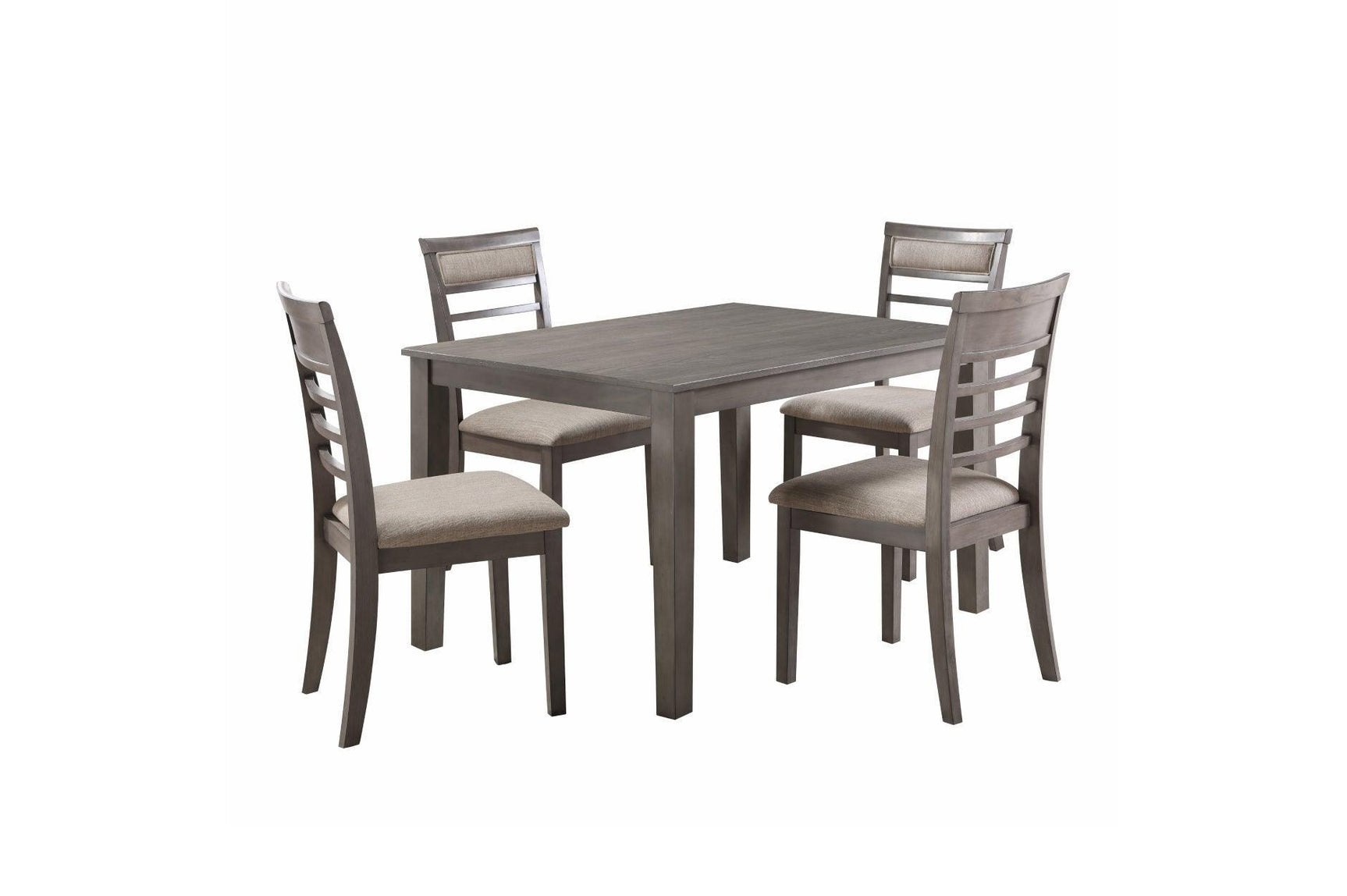 Lovell Gray Modern Transitional Veneer Wood Fabric Upholstery Seat Rectangular Dining Room Set - Ella Furniture