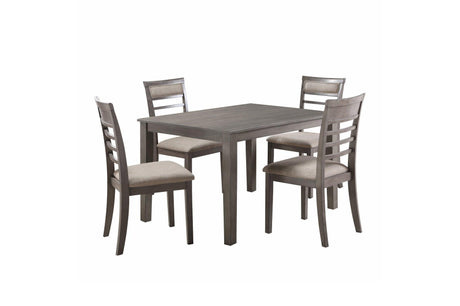 Lovell Gray Modern Transitional Veneer Wood Fabric Upholstery Seat Rectangular Dining Room Set - Ella Furniture