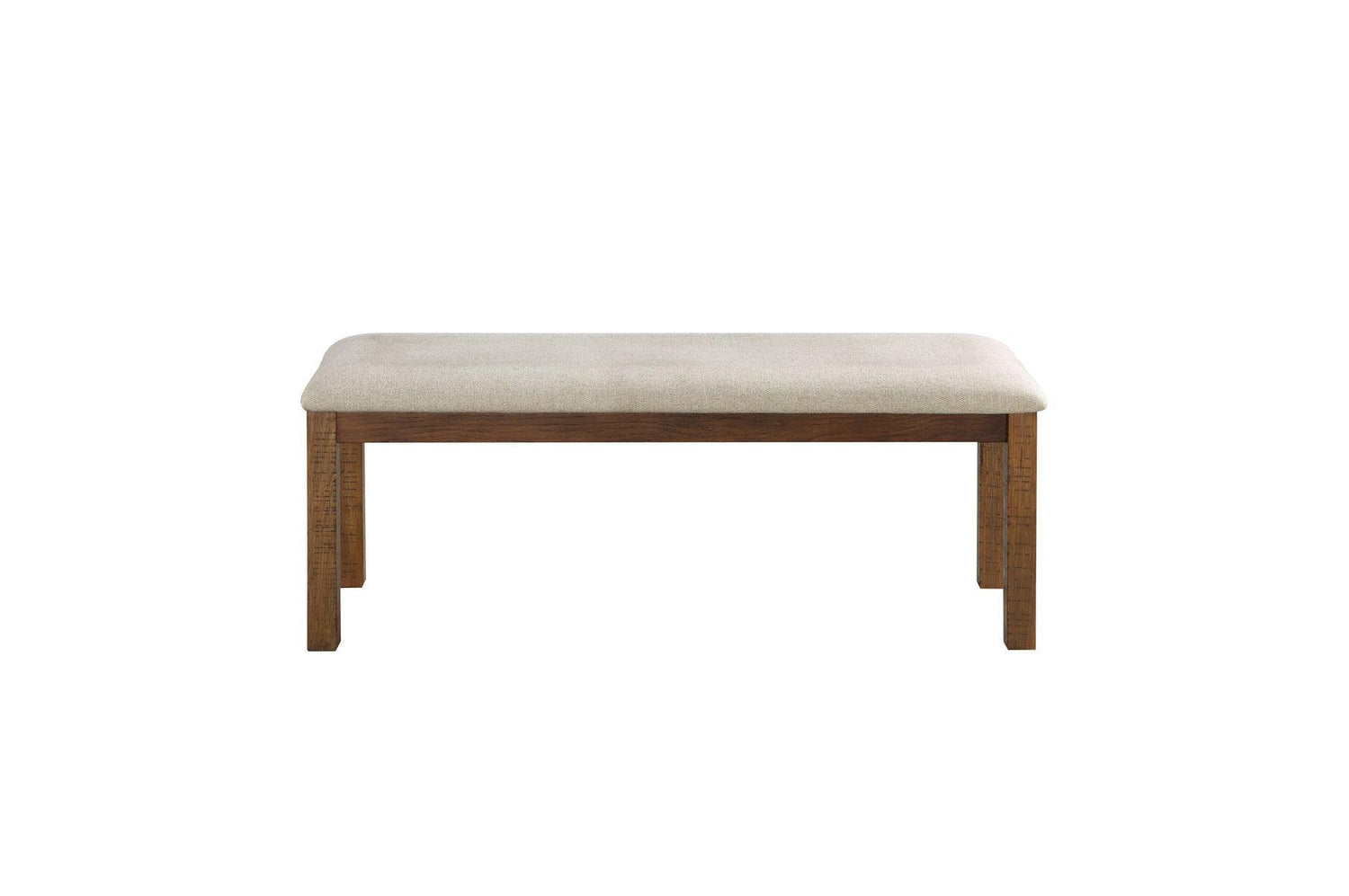 Bonner Brown Beige Solid Pine Wood Fabric Upholstered Seat Rectangular Dining Room Set - Ella Furniture