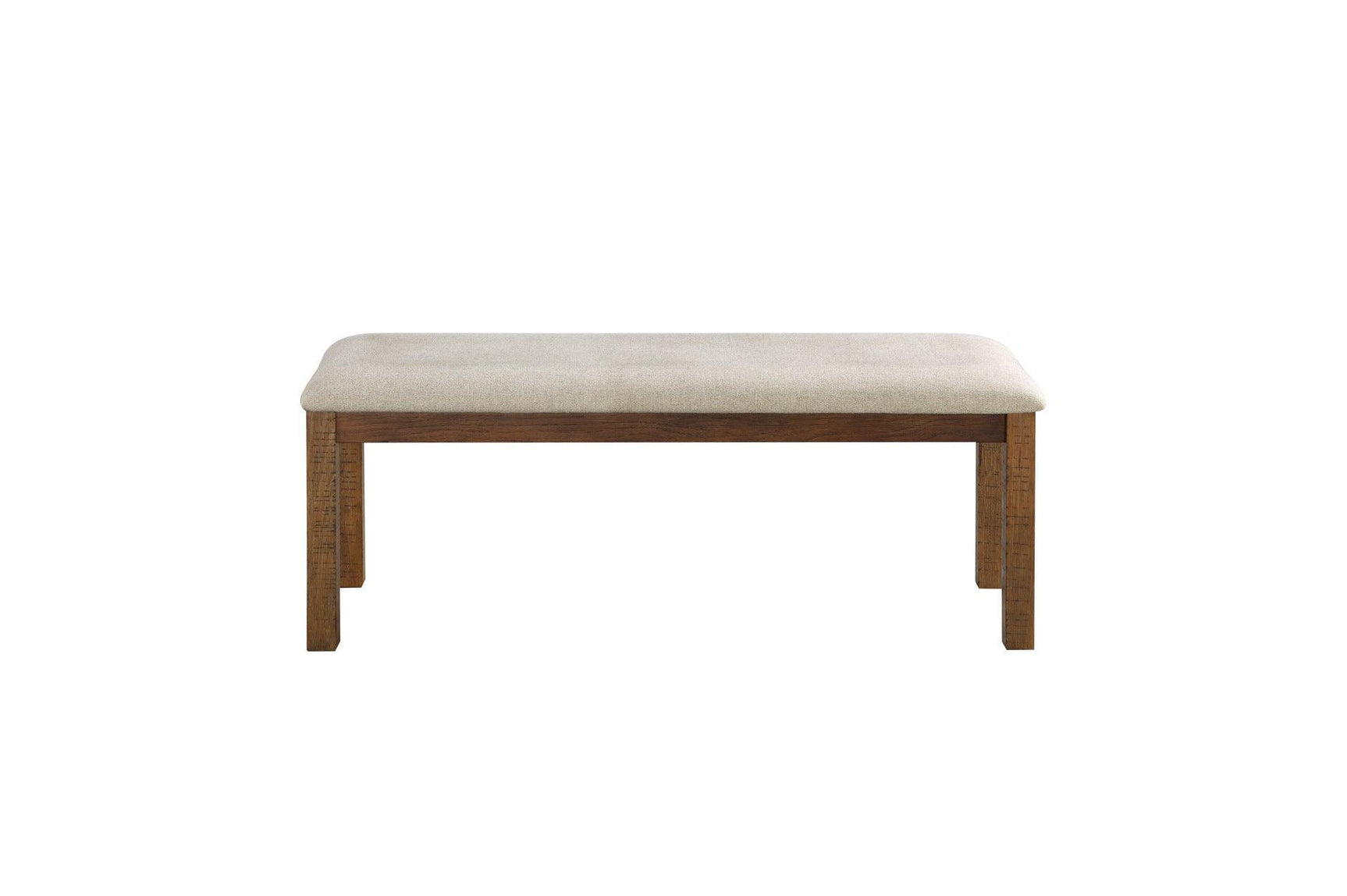 Bonner Brown Beige Solid Pine Wood Fabric Upholstered Seat Rectangular Dining Room Set - Ella Furniture