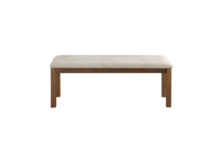 Bonner Brown Beige Solid Pine Wood Fabric Upholstered Seat Rectangular Dining Room Set - Ella Furniture