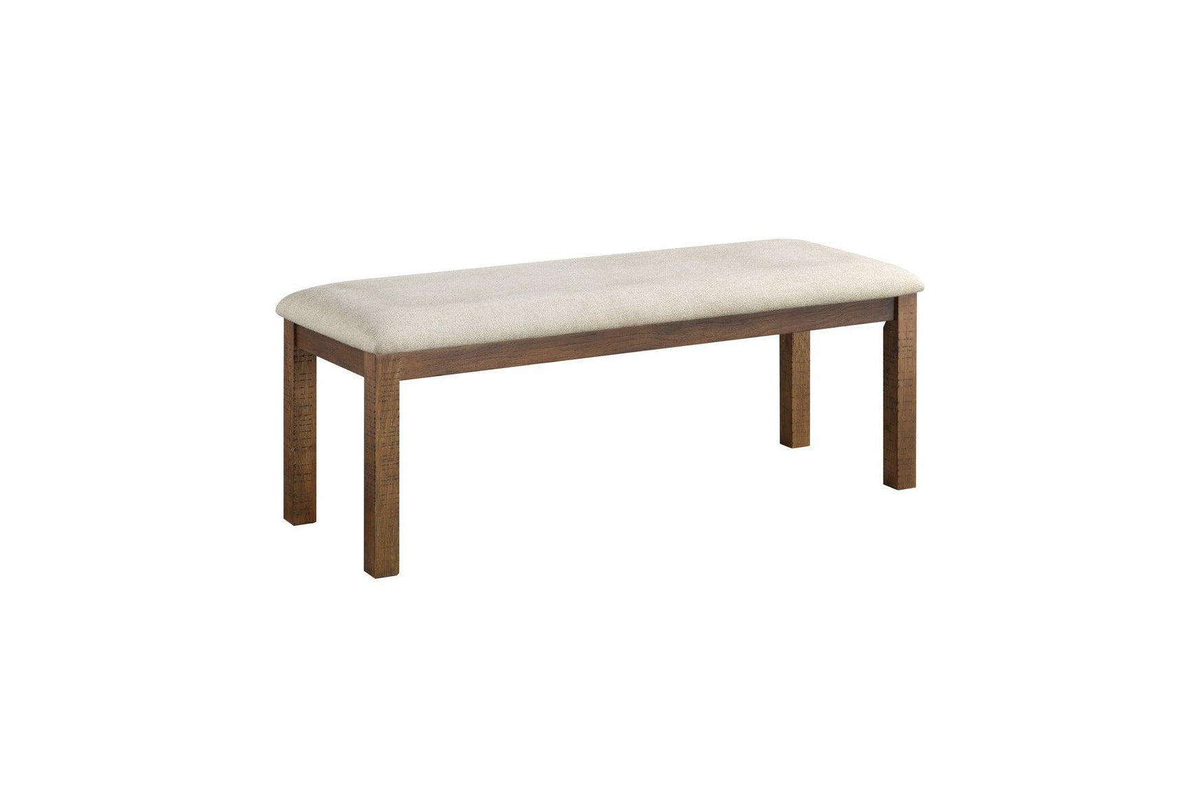 Bonner Brown Beige Solid Pine Wood Fabric Upholstered Seat Rectangular Dining Room Set - Ella Furniture