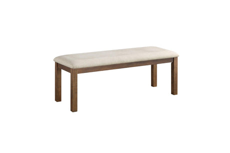 Bonner Brown Beige Solid Pine Wood Fabric Upholstered Seat Rectangular Dining Room Set - Ella Furniture