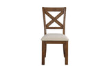 Bonner Brown Beige Solid Pine Wood Fabric Upholstered Seat Rectangular Dining Room Set - Ella Furniture
