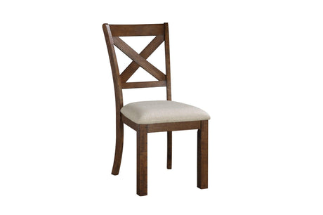 Bonner Brown Beige Solid Pine Wood Fabric Upholstered Seat Rectangular Dining Room Set - Ella Furniture