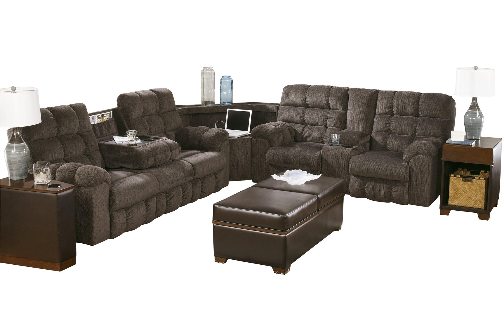 Acieona Slate 3-Piece Reclining Sectional - Ella Furniture