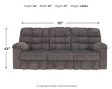 Acieona Slate Chenille Reclining Sofa With Drop Down Table - Ella Furniture