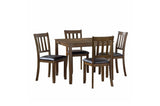 Faust Charcoal Brown Modern Casual Solid Wood Faux Leather Seat Square Dining Room Set - Ella Furniture