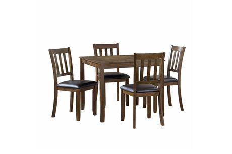 Faust Charcoal Brown Modern Casual Solid Wood Faux Leather Seat Square Dining Room Set - Ella Furniture