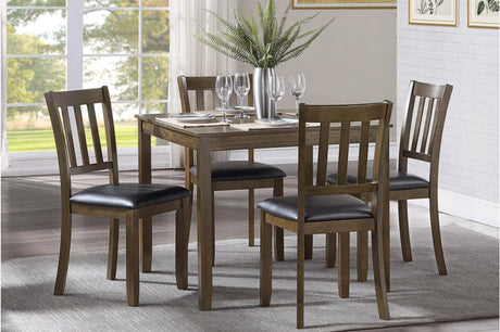 Faust Charcoal Brown Modern Casual Solid Wood Faux Leather Seat Square Dining Room Set - Ella Furniture