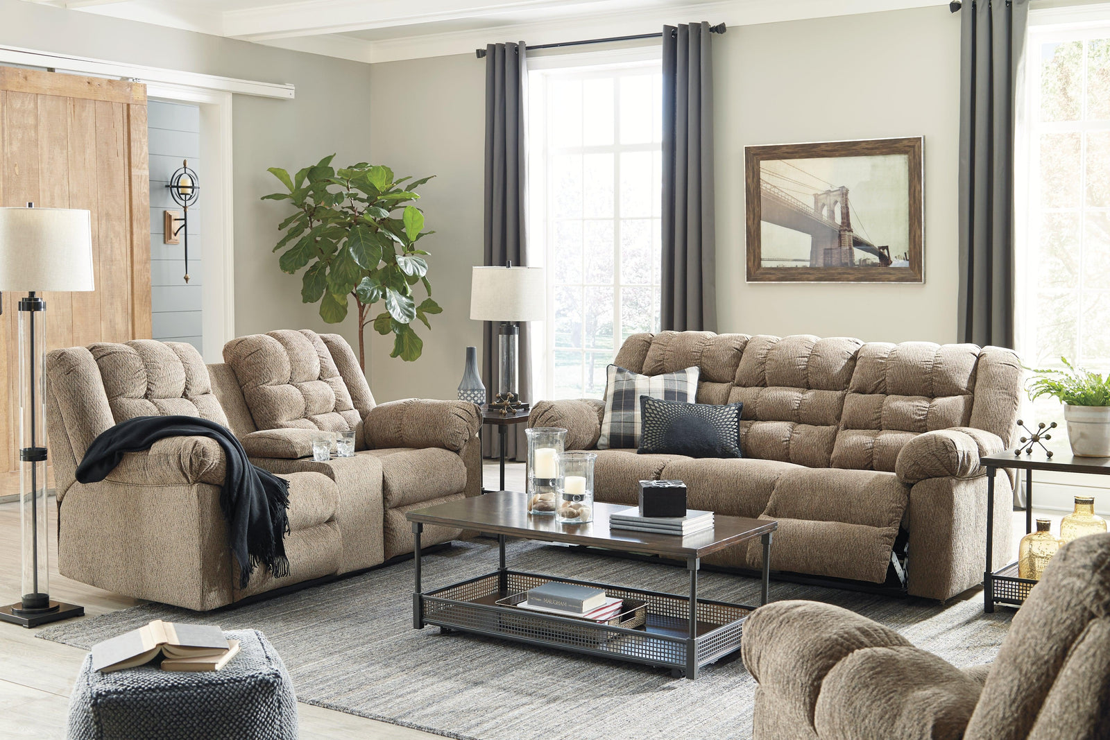 Workhorse Cocoa Sofa, Loveseat And Recliner