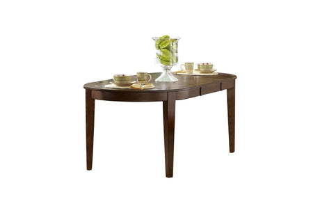 Ameillia Smooth Dark Oak Finish Modern Sleek Solid Wood Faux Leather Seat Oval Dining Room Set - Ella Furniture