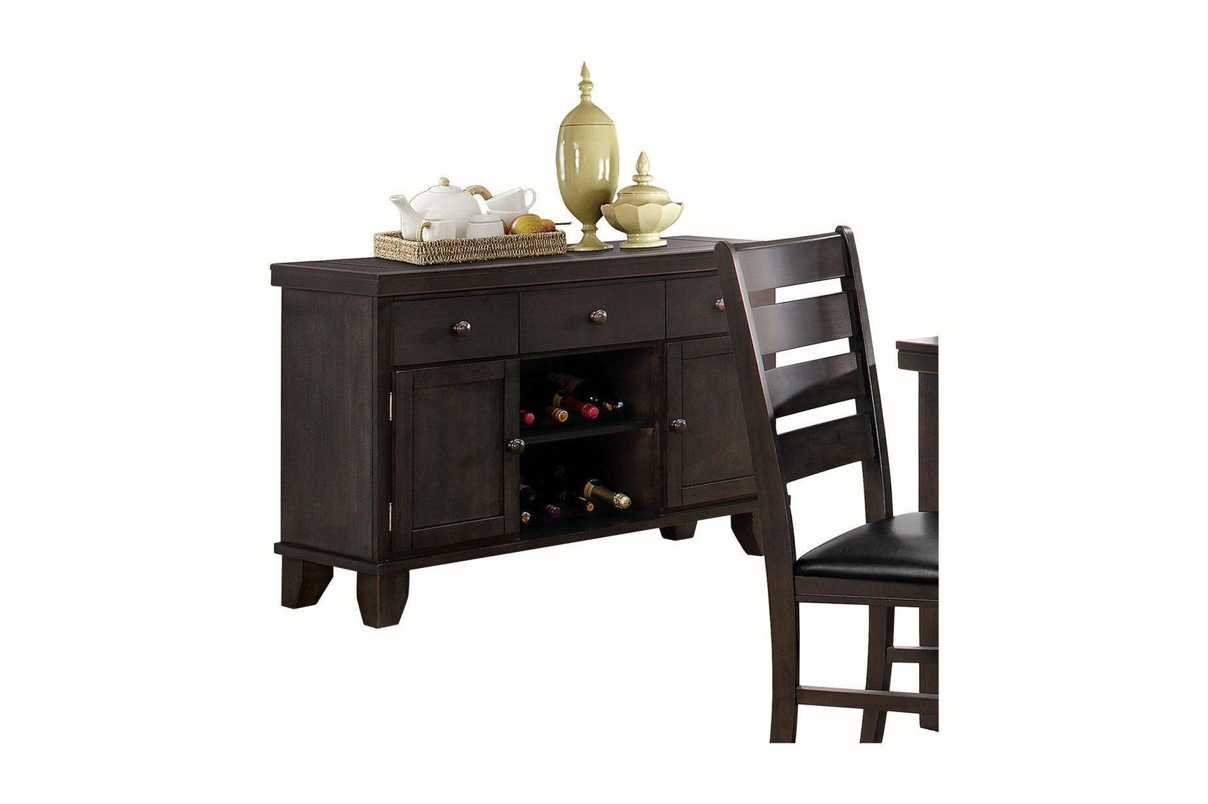 Ameillia Smooth Dark Oak Contemporary Solid Wood Faux Leather Seat Rectangular Dining Room Set - Ella Furniture