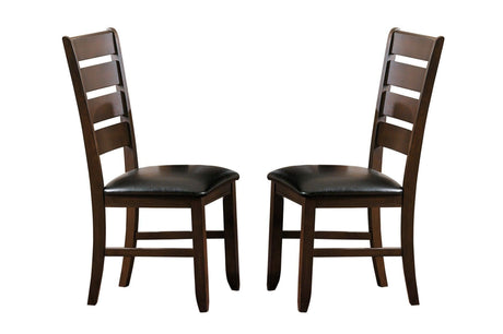 Ameillia Smooth Dark Oak Contemporary Solid Wood Faux Leather Seat Rectangular Dining Room Set - Ella Furniture