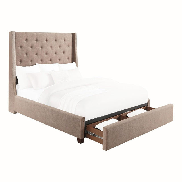 Fairborn Brown Solid Wood And Plywood Fabric Upholstered Tufted Youth Full Platform Storage Bed - Ella Furniture