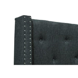 Fairborn Gray Traditional Solid Wood And Plywood Frame Fabric Upholstery Tufted King Platform Bed - Ella Furniture