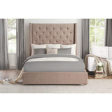Fairborn Brown Solid Wood Plywood Fabric Upholstery Tufted Panel Queen Platform Bed With Storage - Ella Furniture