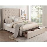 Fairborn Beige Solid Wood And Plywood Fabric Upholstered Tufted Youth Full Platform Storage Bed - Ella Furniture