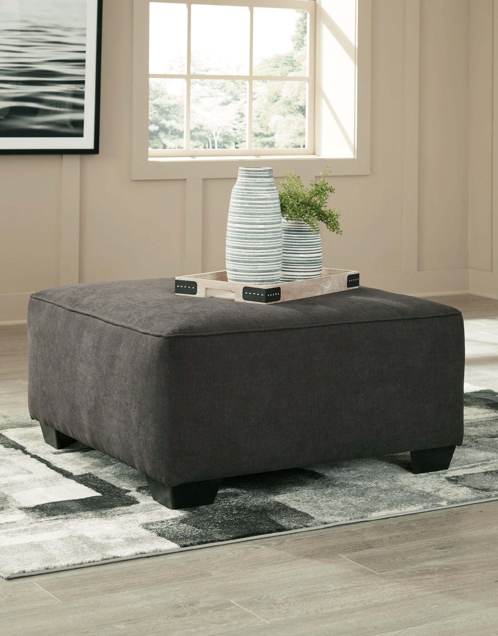 Lucina Quartz Textured Oversized Accent Ottoman - Ella Furniture