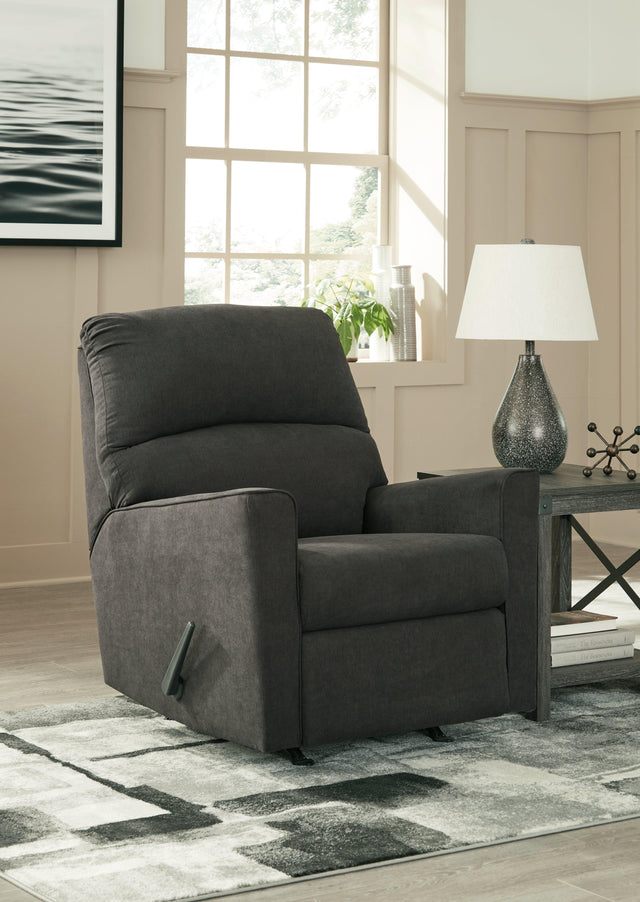 Lucina Charcoal Microfiber Recliner - Ella Furniture