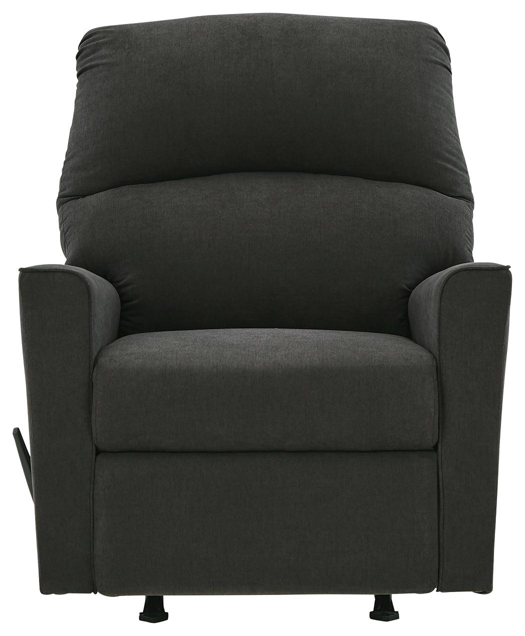 Lucina Charcoal Microfiber Recliner - Ella Furniture