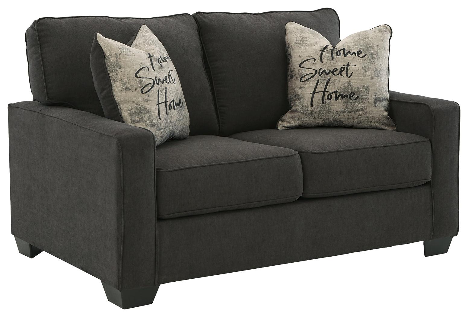 Lucina Charcoal Microfiber Loveseat - Ella Furniture