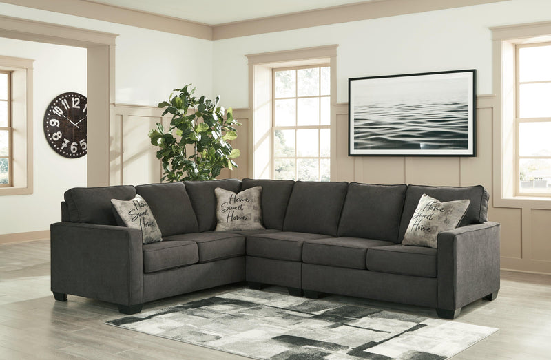 Lucina Charcoal 3-Piece Sectional - Ella Furniture