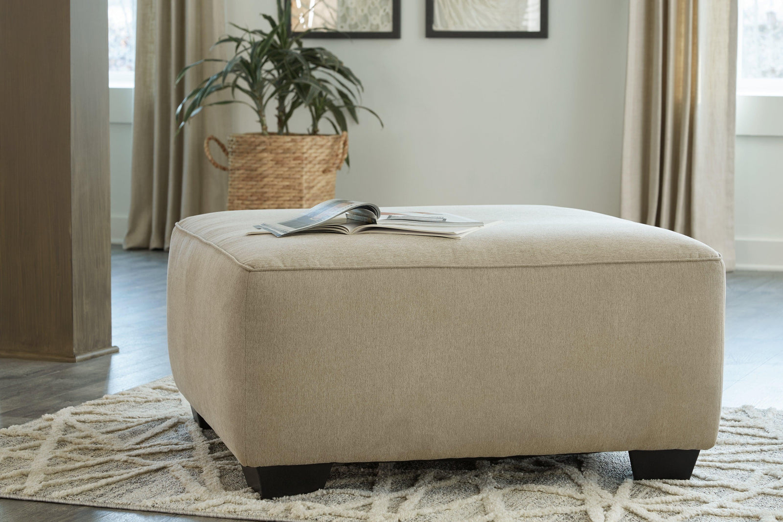 Lucina Quartz Textured Oversized Accent Ottoman - Ella Furniture