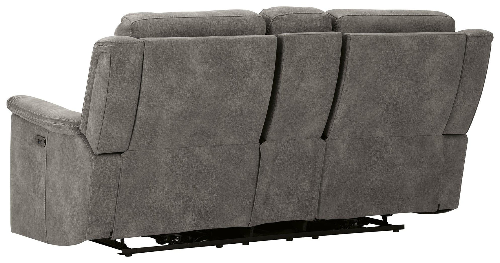 Next-gen Durapella Slate Microfiber Power Reclining Loveseat With Console - Ella Furniture