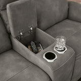 Next-gen Durapella Slate Microfiber Power Reclining Loveseat With Console - Ella Furniture