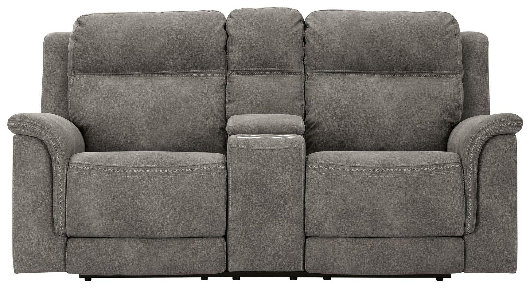 Next-gen Durapella Slate Microfiber Power Reclining Loveseat With Console - Ella Furniture