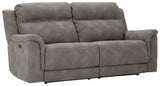 Next-gen Durapella Slate Microfiber Power Reclining Sofa - Ella Furniture