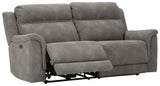 Next-gen Durapella Slate Microfiber Power Reclining Sofa - Ella Furniture