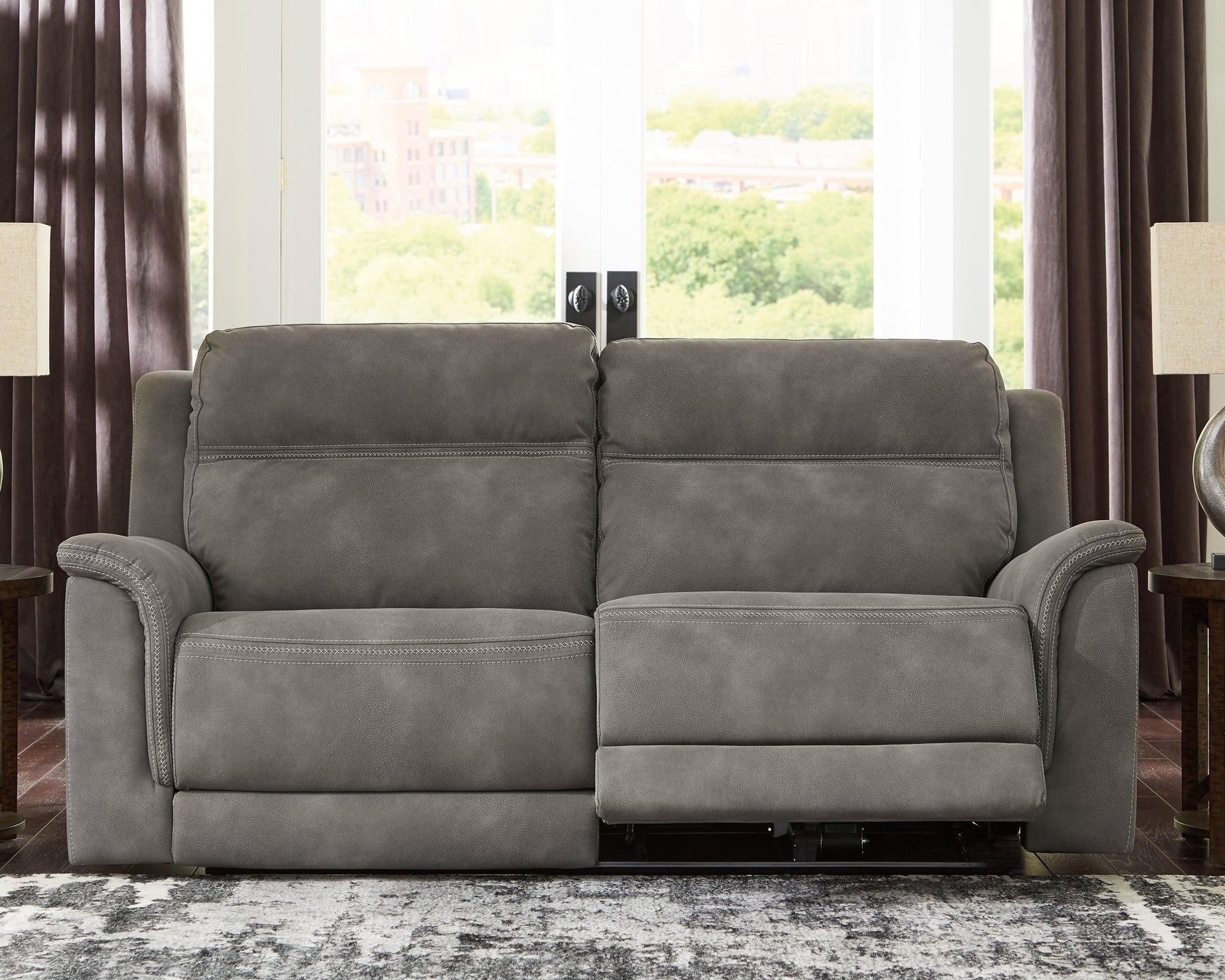 Next-gen Durapella Slate Microfiber Power Reclining Sofa - Ella Furniture