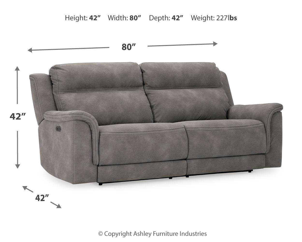 Next-gen Durapella Slate Microfiber Power Reclining Sofa - Ella Furniture